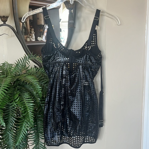 Brand New Escante Black Bondage Lingerie Thong Panty Collar Tight Cut Out - Picture 8 of 15